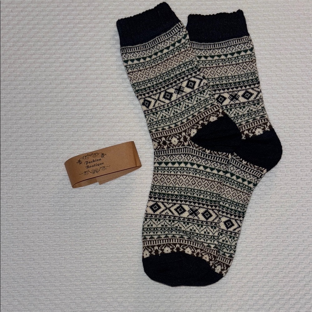 Patterned Black and Cream Socks